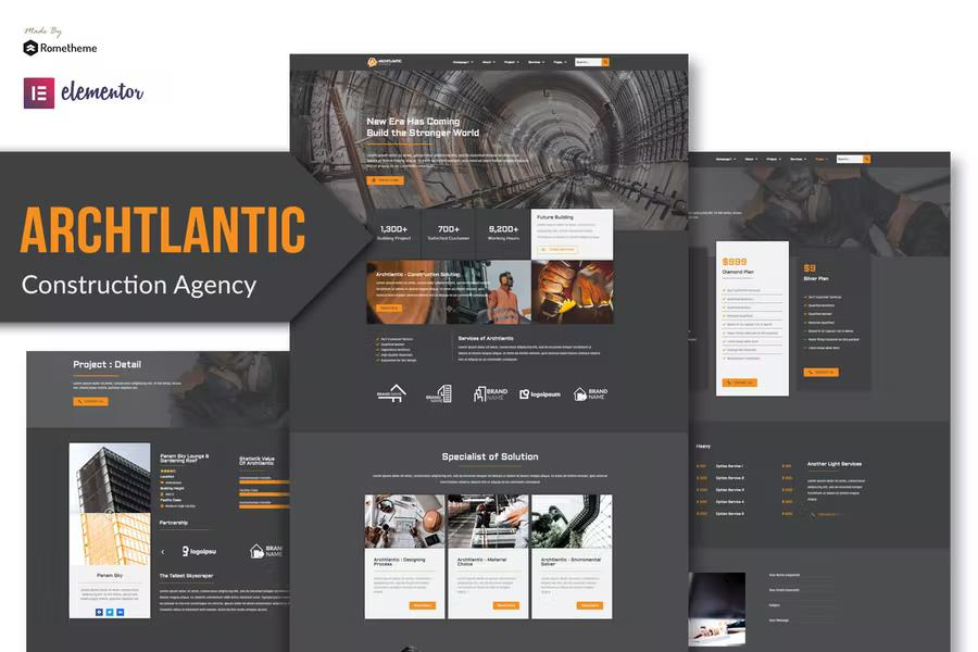 ARCHTLANTIC – CONSTRUCTION AGENCY ELEMENTOR TEMPLATE KIT